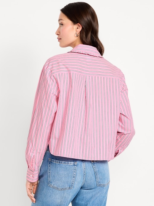 Image number 2 showing, Cropped Button-Down Ruffle-Front Shirt