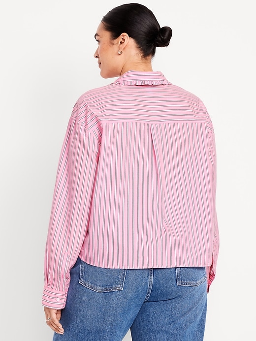 Image number 8 showing, Cropped Button-Down Ruffle-Front Shirt