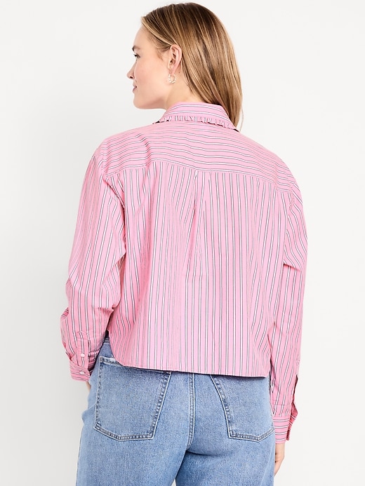 Image number 6 showing, Cropped Button-Down Ruffle-Front Shirt