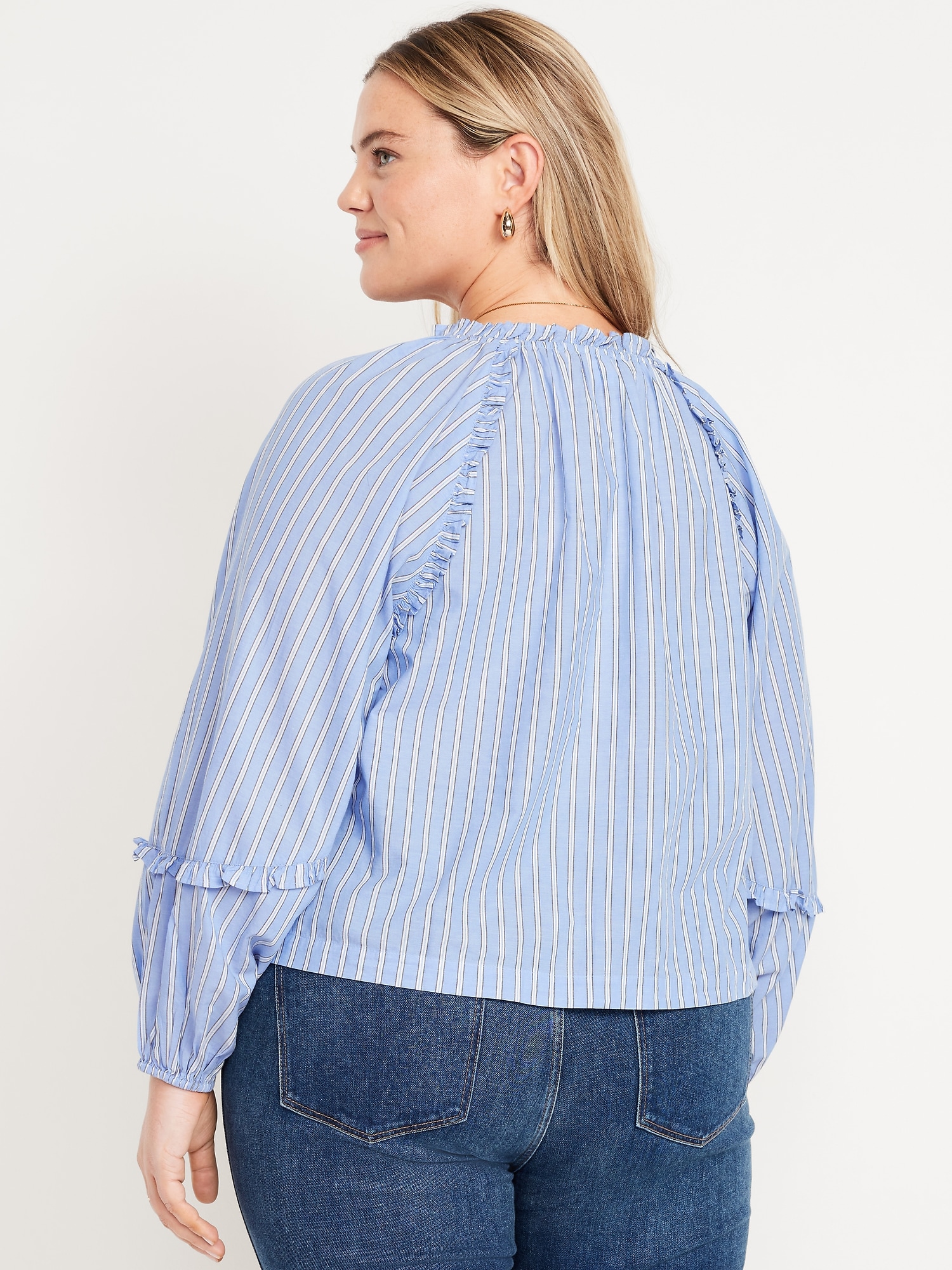 Long-Sleeve Ruffle Trim Top