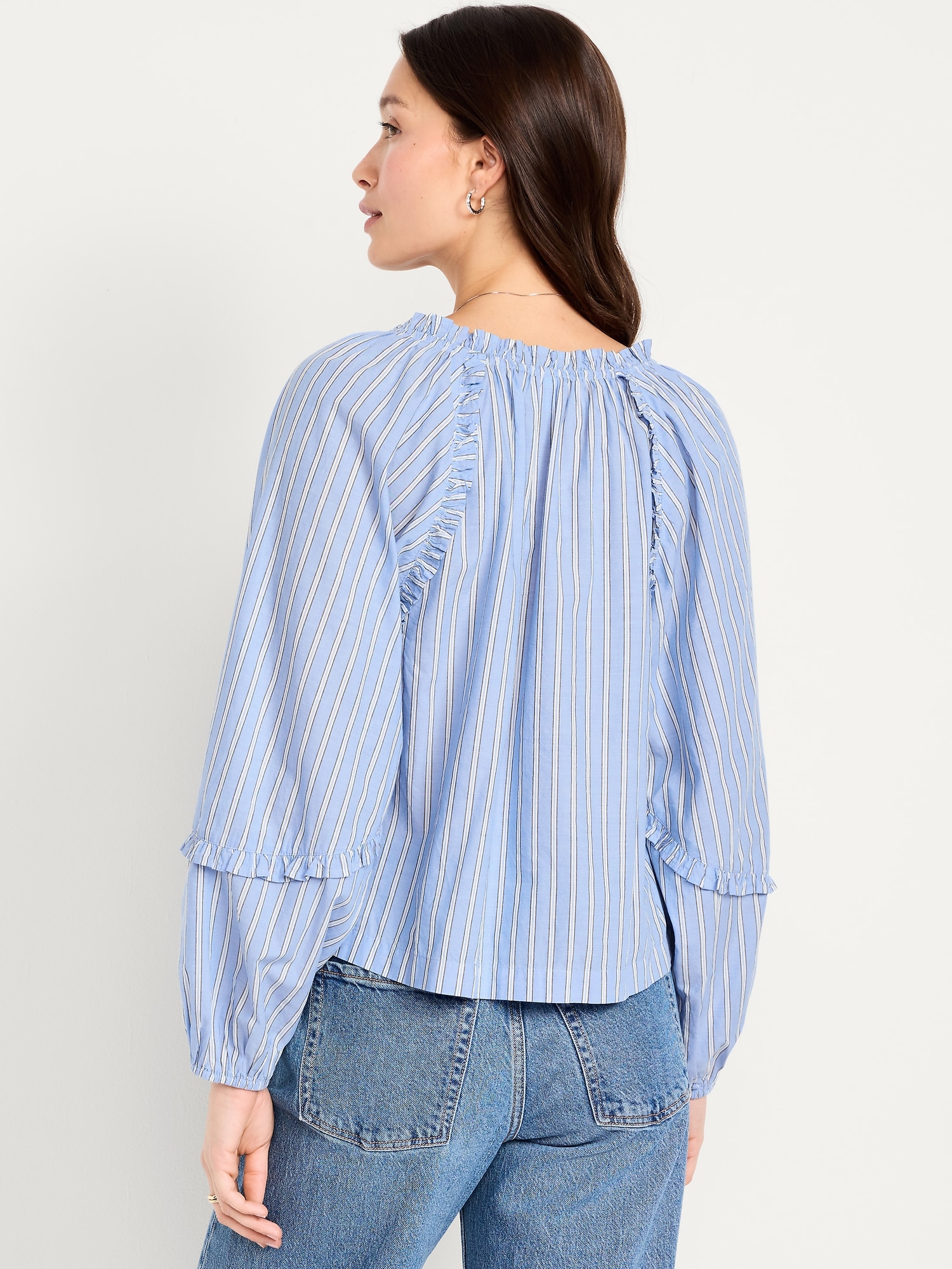 Long-Sleeve Ruffle Trim Top