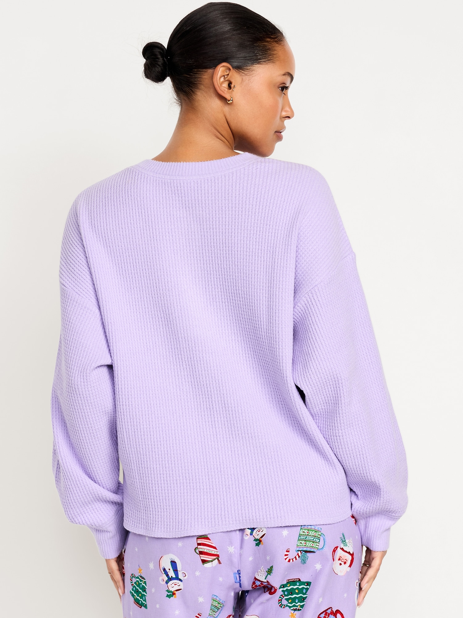 Oversized Cozy Waffle Henley Top