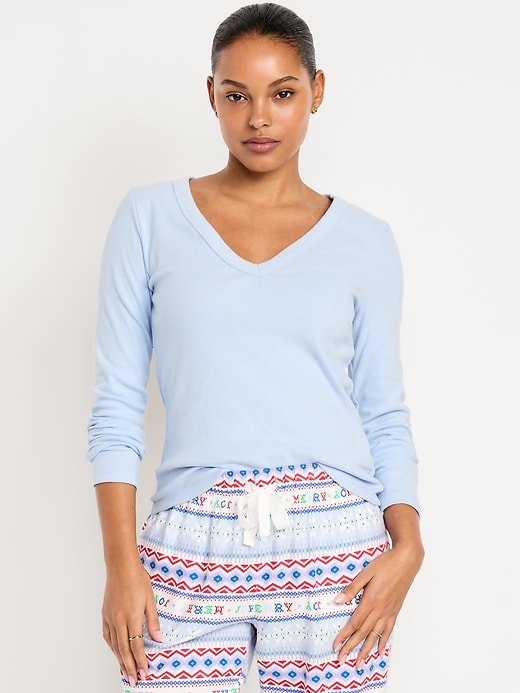Image number 1 showing, Cozy Snug Long-Sleeve V-Neck T-Shirt