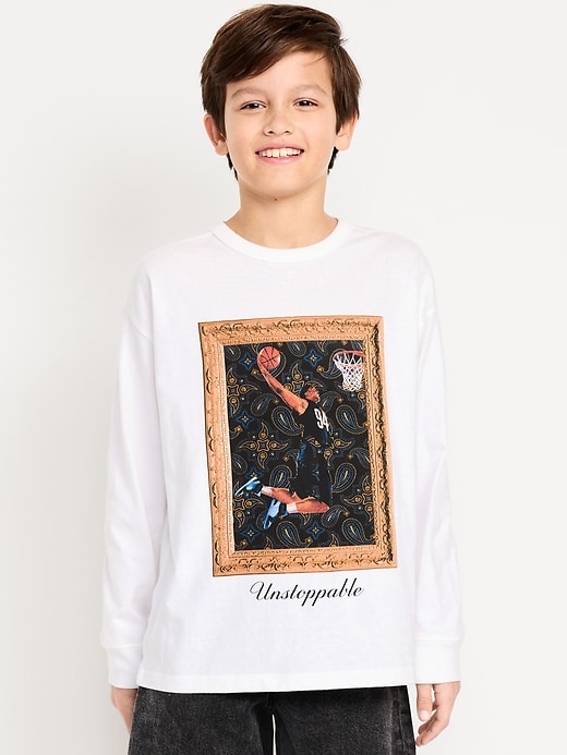 Image number 1 showing, Oversized Long-Sleeve Graphic T-Shirt for Boys