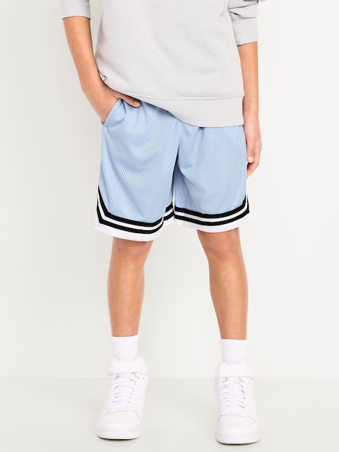 Knee Length Mesh Basketball Shorts for Boys - Cashmere Blue