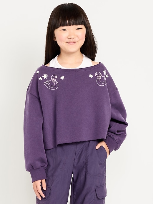Image number 1 showing, Boat-Neck Graphic Sweatshirt for Girls