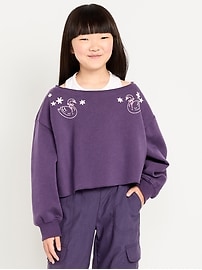 Image number 1 showing, Boat-Neck Graphic Sweatshirt for Girls