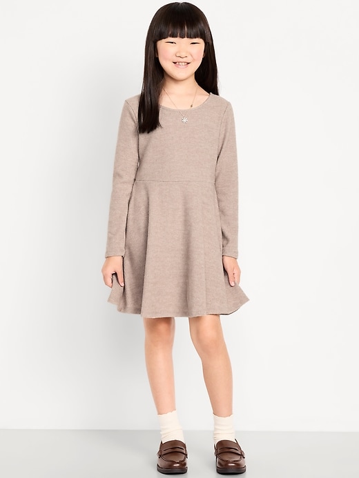 Long-Sleeve Button-Front Fit and Flare Dress for Girls