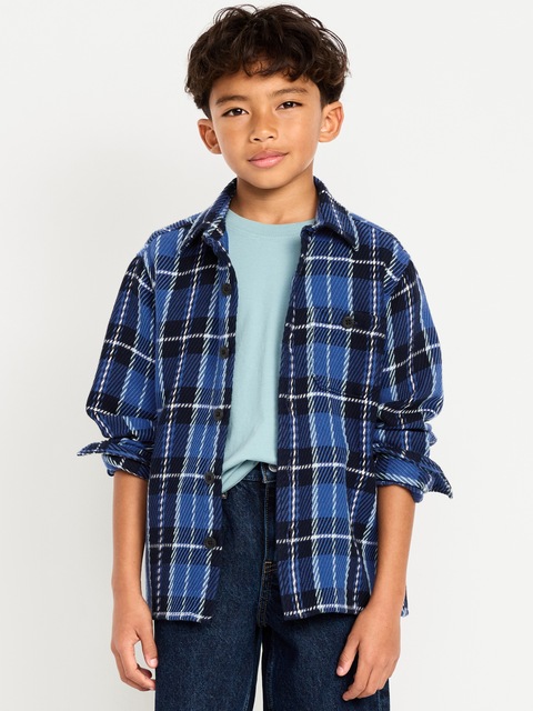 Long-Sleeve Textured Plaid Shirt for Boys
