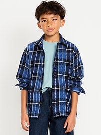 Image number 1 showing, Long-Sleeve Textured Plaid Shirt for Boys