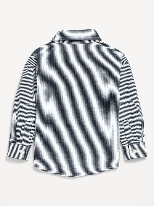 Image number 2 showing, Oversized Long-Sleeve Striped Utility Shirt for Toddler Boys
