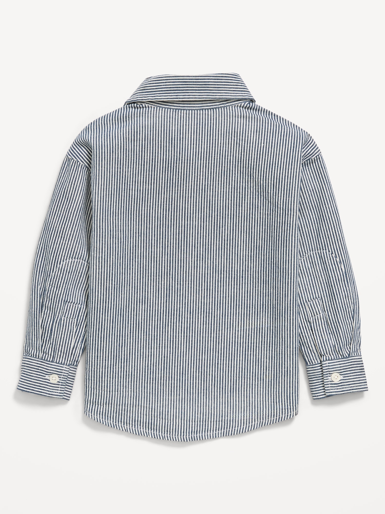 Oversized Long-Sleeve Striped Utility Shirt for Toddler Boys