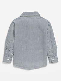 Image number 2 showing, Oversized Long-Sleeve Striped Utility Shirt for Toddler Boys