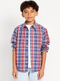Image number 1 showing, Long-Sleeve Plaid Poplin Pocket Shirt for Boys