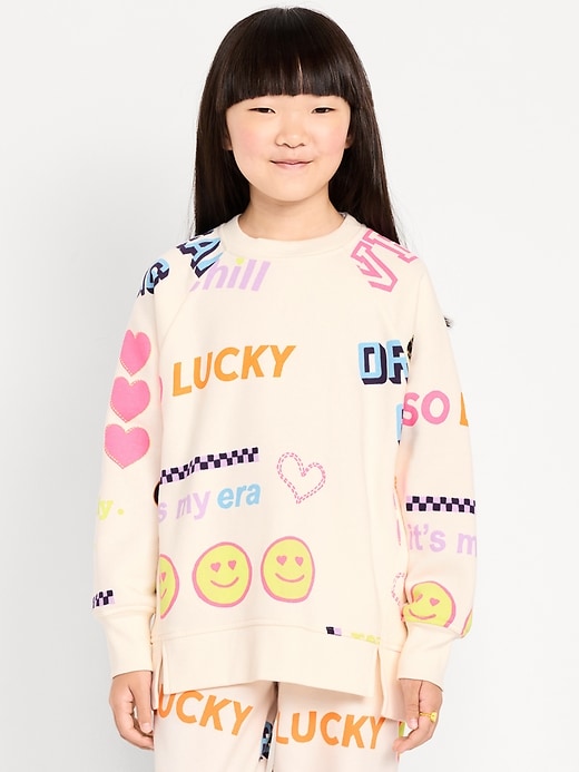 Image number 1 showing, Oversized French Terry Graphic Tunic Sweatshirt for Girls