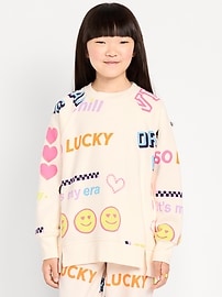 Image number 1 showing, Oversized French Terry Graphic Tunic Sweatshirt for Girls