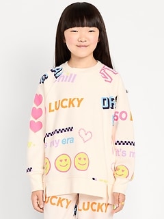 Oversized French Terry Graphic Tunic Sweatshirt for Girls