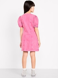 Image number 2 showing, Short-Sleeve Fit and Flare Jean Dress for Girls