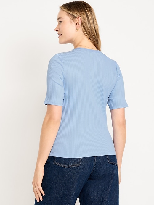 Image number 6 showing, Short Sleeve Lace-Front Top
