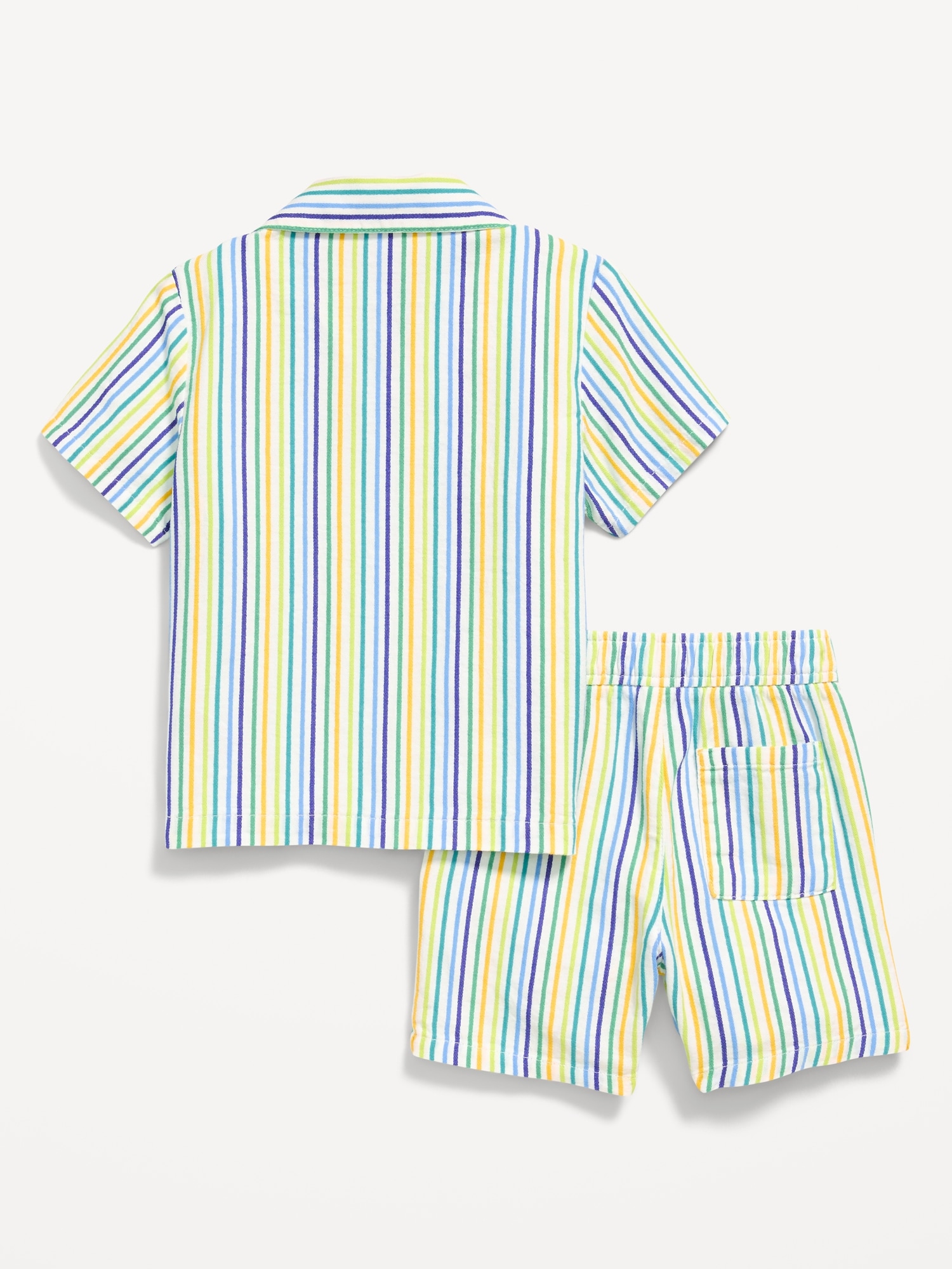 Textured Embroidered Shirt and Shorts Set for Toddler Boys