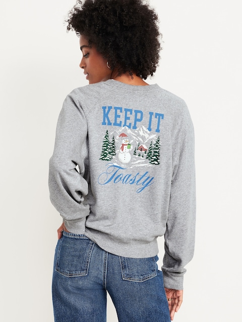SoComfy Oversized Graphic Sweatshirt - Keep It Toasty (Heather Gray)