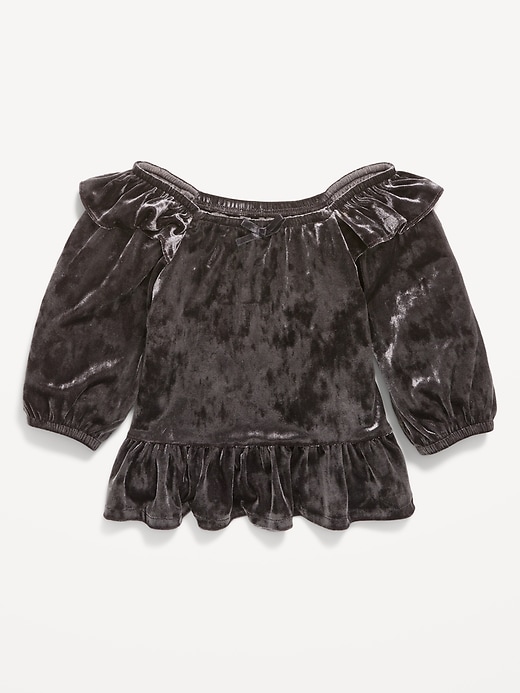 Image number 1 showing, Ruffled Velvet Peplum Top for Toddler Girls