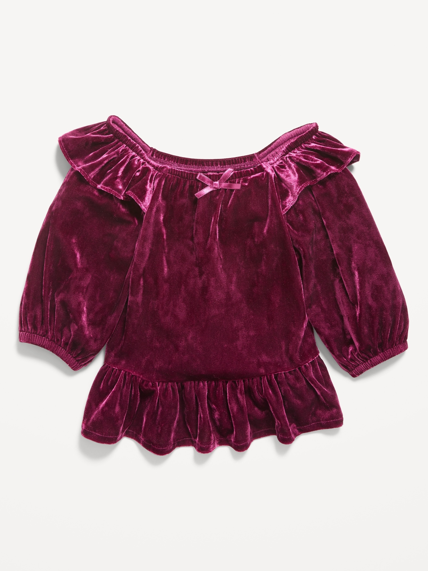 Ruffled Velvet Peplum Top for Toddler Girls