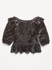 Image number 1 showing, Ruffled Velvet Peplum Top for Toddler Girls