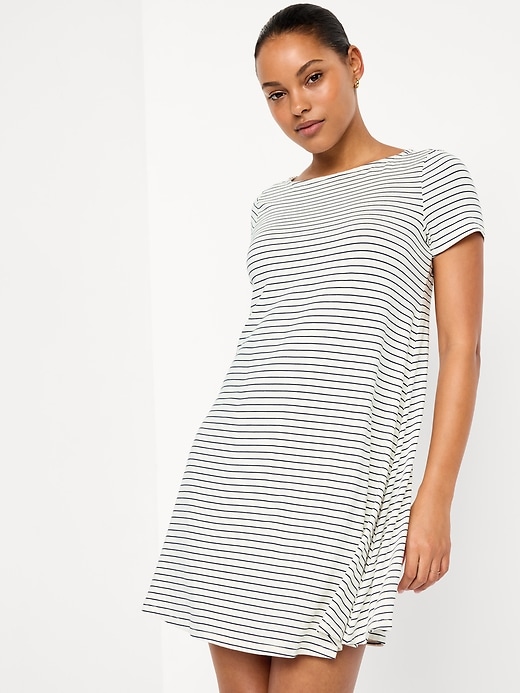Image number 6 showing, Short-Sleeve Mini Swing Dress