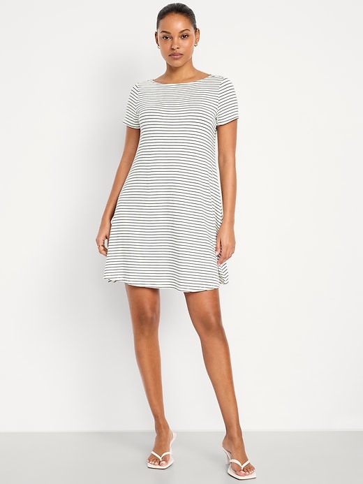 Image number 1 showing, Short-Sleeve Mini Swing Dress
