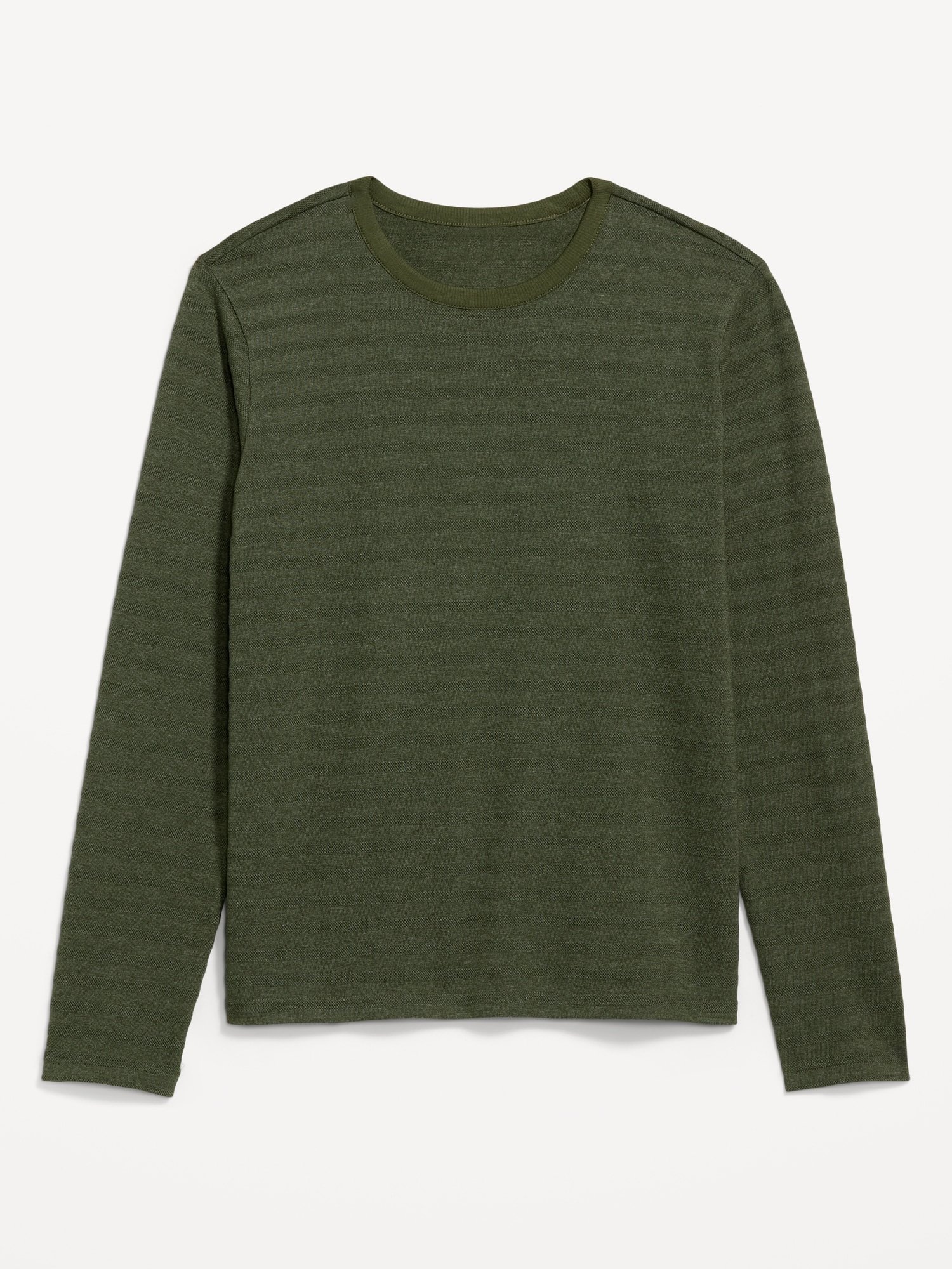 Long-Sleeve Textured-Knit Striped T-Shirt
