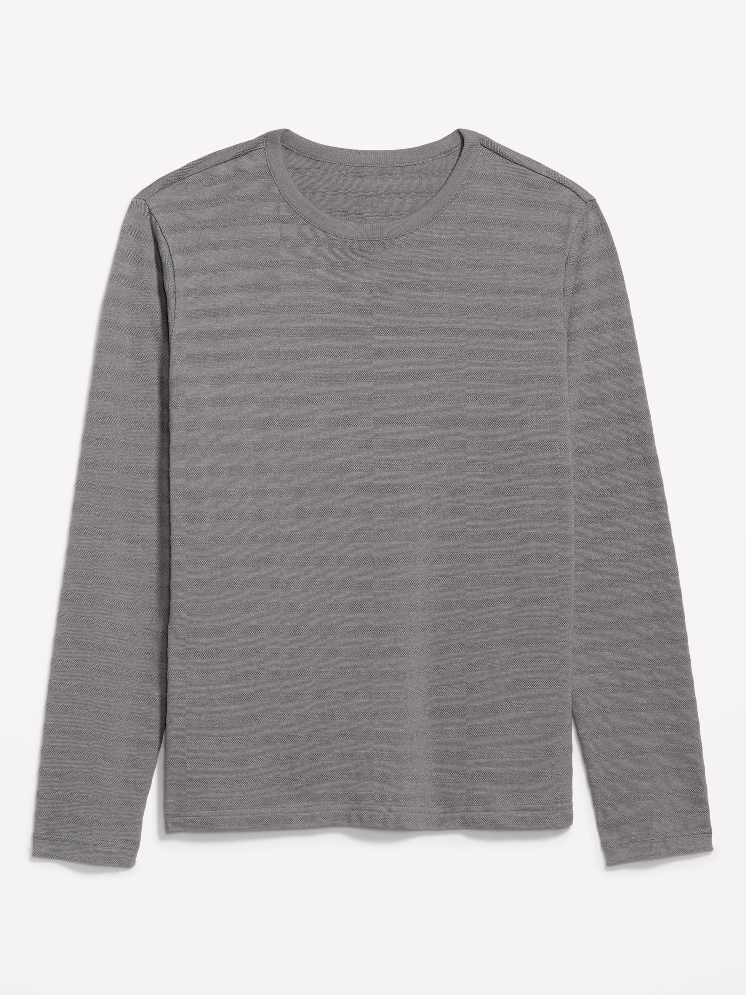 Long-Sleeve Textured-Knit Striped T-Shirt