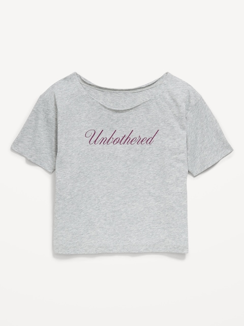 Off-Shoulder Graphic T-Shirt for Girls