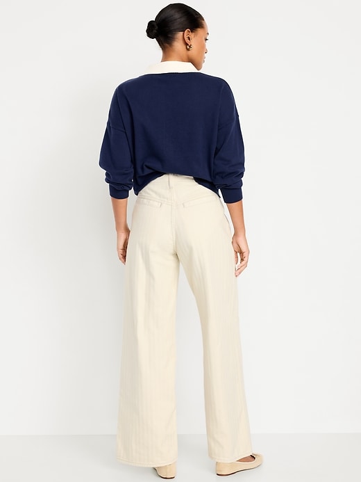 Image number 3 showing, High-Waisted Baggy Wide-Leg Utility Jeans
