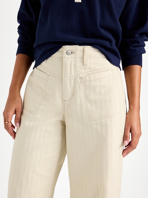 Image number 5 showing, High-Waisted Baggy Wide-Leg Utility Jeans