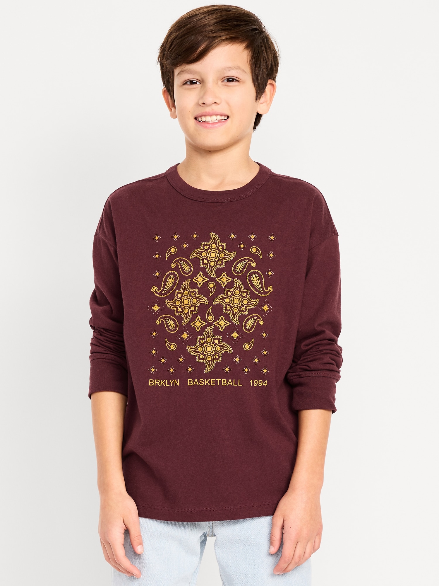 Oversized Long-Sleeve Graphic T-Shirt for Boys