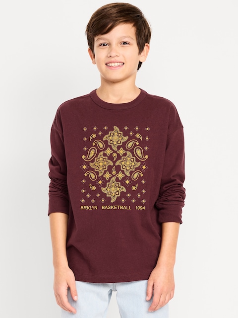 Oversized Long-Sleeve Graphic T-Shirt for Boys - Royal Velvet