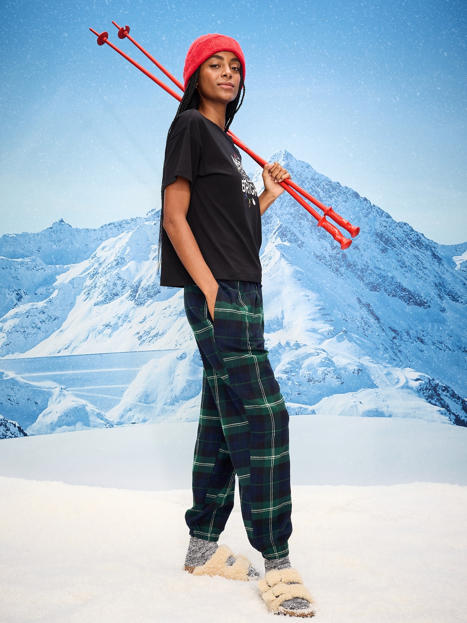 Plaid Flannel Pajama Joggers for Women
