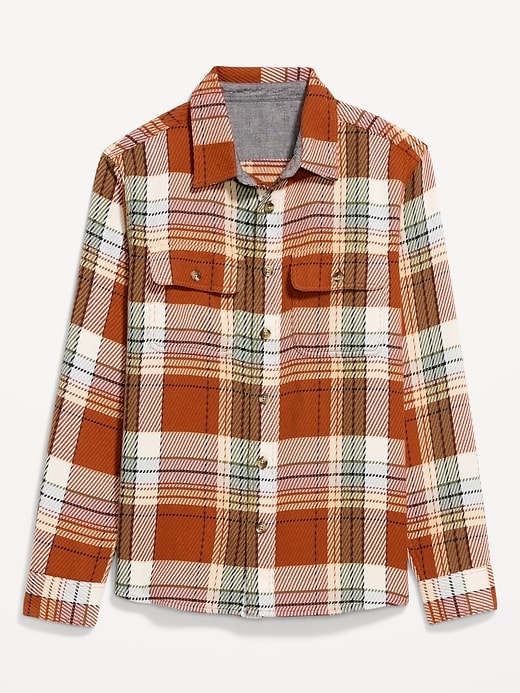 Image number 4 showing, Loose Fit Textured Plaid Pocket Shirt