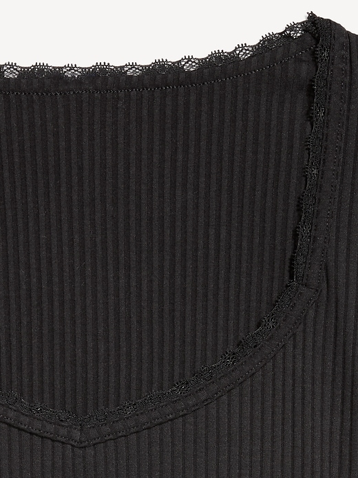 Image number 4 showing, Lace-Trim Sweetheart-Neck Ribbed Top