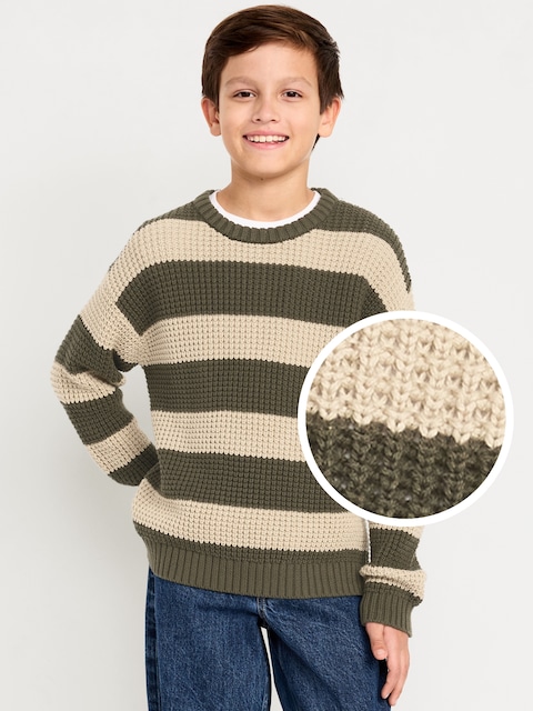 Loose Striped Crew-Neck Sweater for Boys