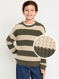 Image number 1 showing, Loose Striped Crew-Neck Sweater for Boys