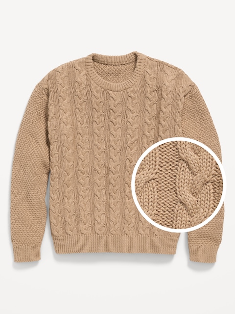 Long-Sleeve Cable-Knit Sweater for Boys