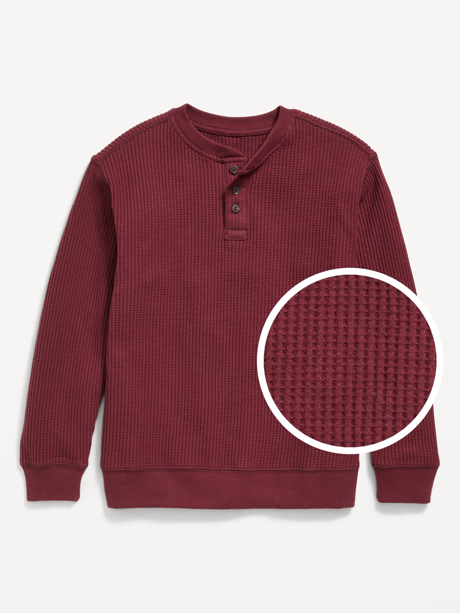 Long-Sleeve Henley Thermal-Knit T-Shirt for Boys