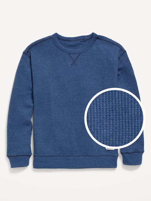 Long-Sleeve Thermal-Knit T-Shirt for Boys - Pacific Blue