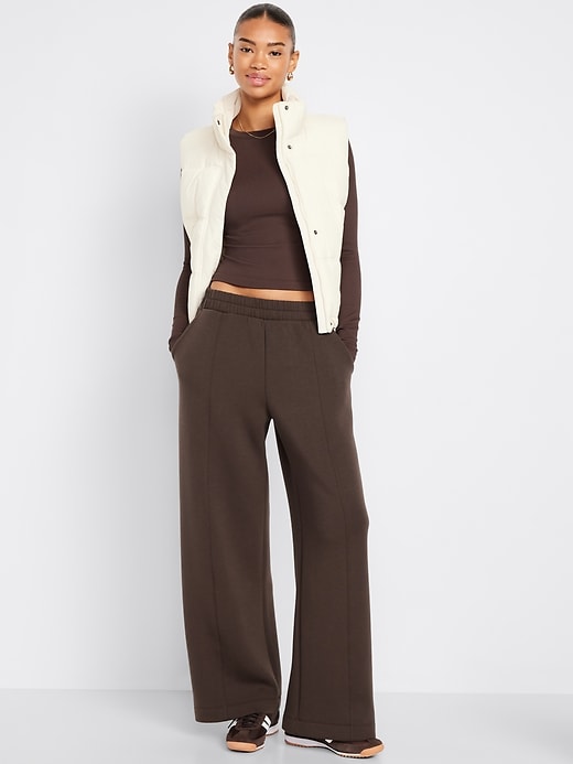 Image number 1 showing, High-Waisted Bounce Fleece Wide-Leg Sweatpants