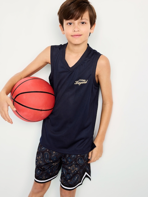 Mesh Graphic Basketball Tank Top for Boys - In The Navy