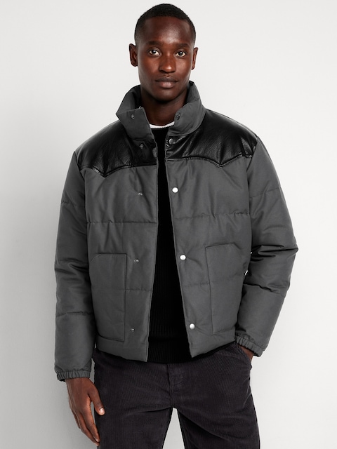 Western Canvas Puffer Jacket - Panther