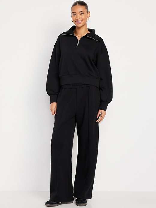 Image number 1 showing, High-Waisted Bounce Fleece Wide-Leg Sweatpants