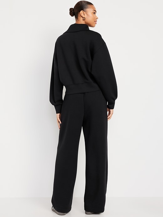 Image number 2 showing, High-Waisted Bounce Fleece Wide-Leg Sweatpants